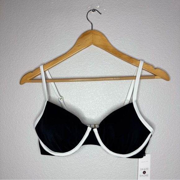 New Shade & Shore Black and White Women's Swim Top 34D UnderWire - Picture 3 of 6